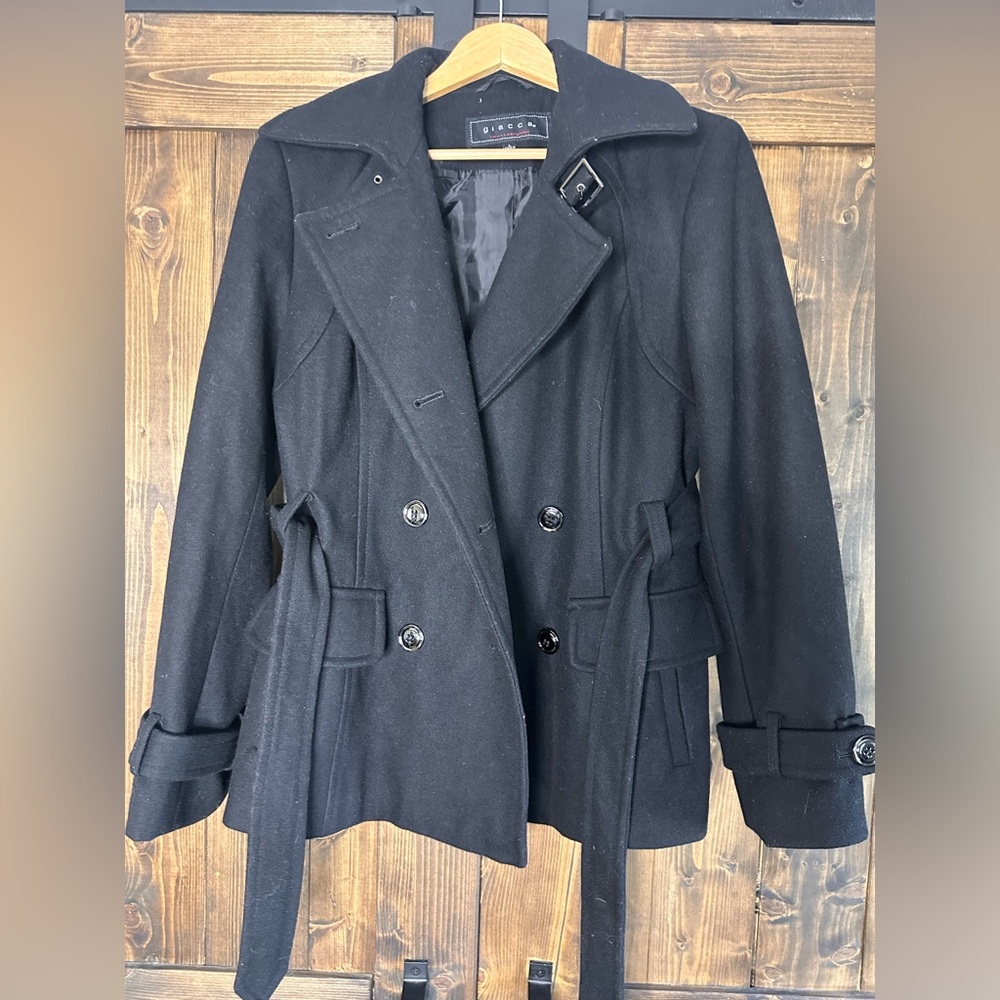 Giacca Black Double-Breasted Pea Coat